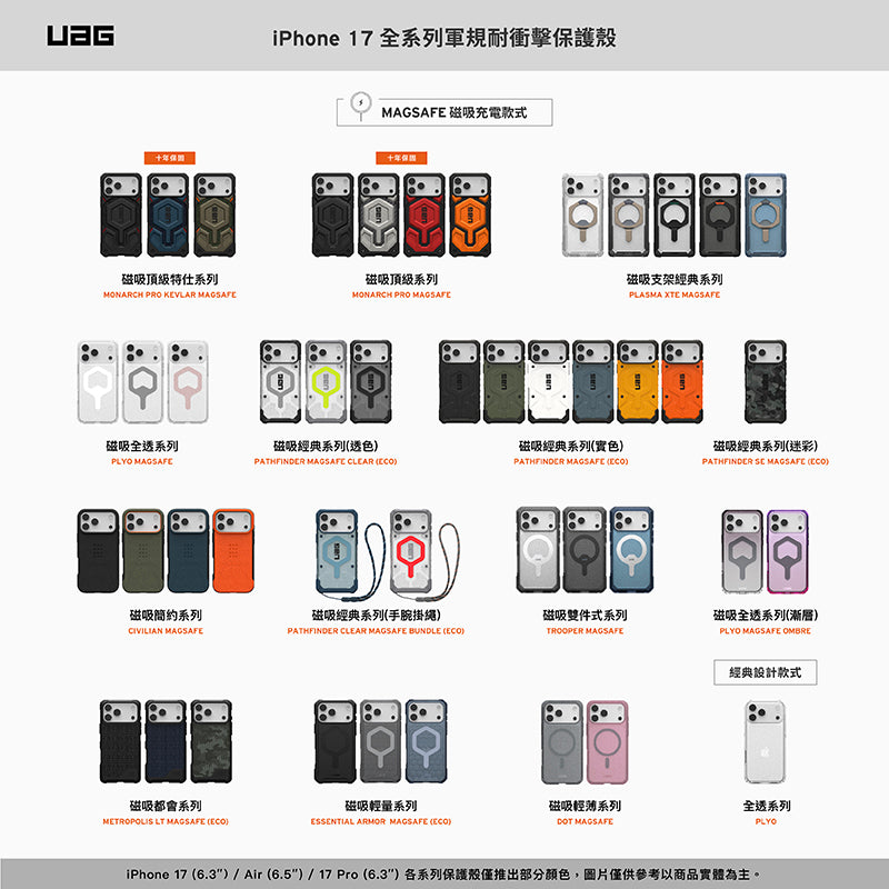 UAG iPhone Air/17 Pro/Pro Max手機殼|MagSafe磁吸耐衝擊都會款