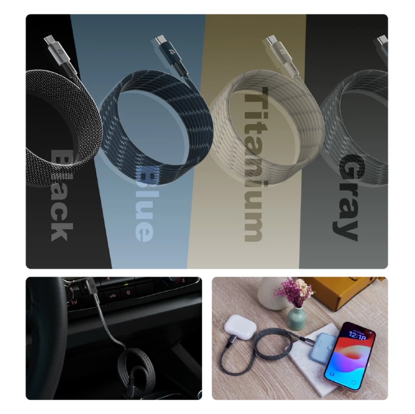 ADAM 亞果元素|USB-C 對 USB-C|60W MS100/MS200 磁吸充電線