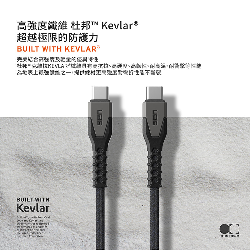 UAG 充電線|USB-C to USB-C|1.5m頂級超耐折款