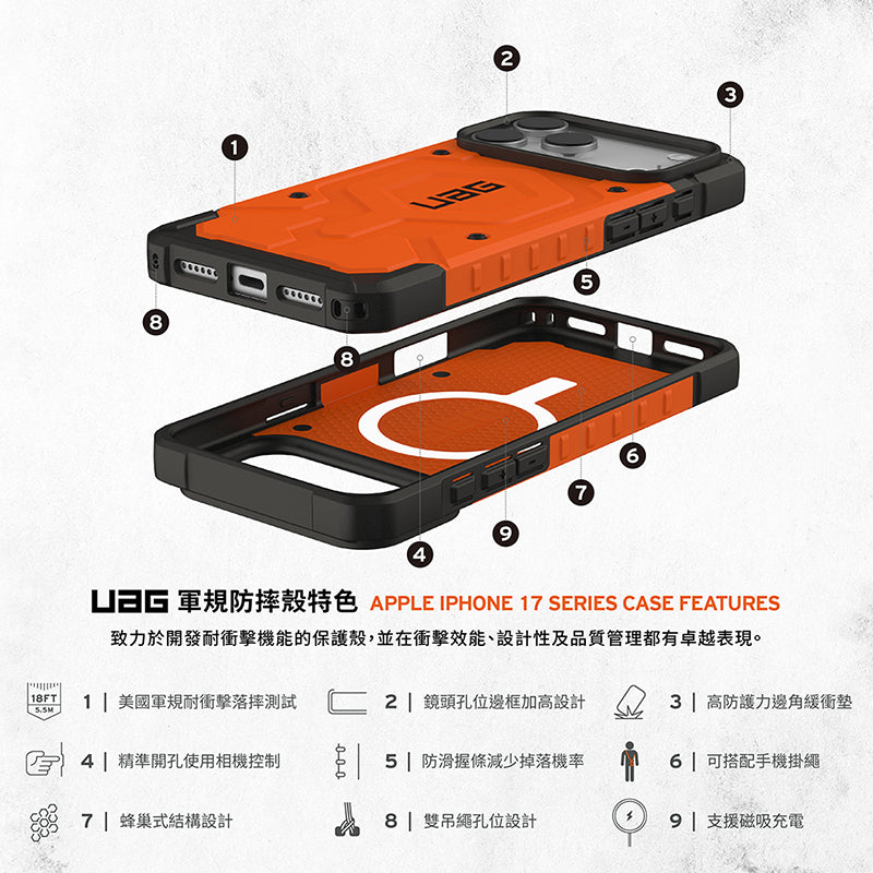 UAG iPhone 17 Pro/Pro Max手機殼｜MagSafe磁吸耐衝擊經典款-實色