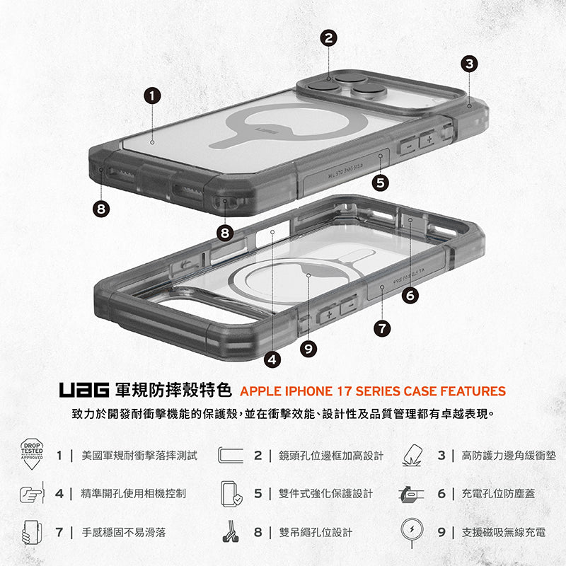 UAG iPhone 17/17 Pro/Pro Max手機殼｜MagSafe磁吸耐衝擊雙件式款