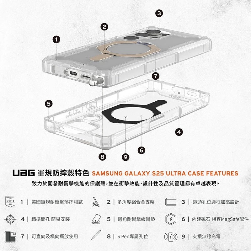 UAG Galaxy S25手機殼｜MagSafe磁吸耐衝擊支架經典款｜適用S25/S25+/S25 Ultra