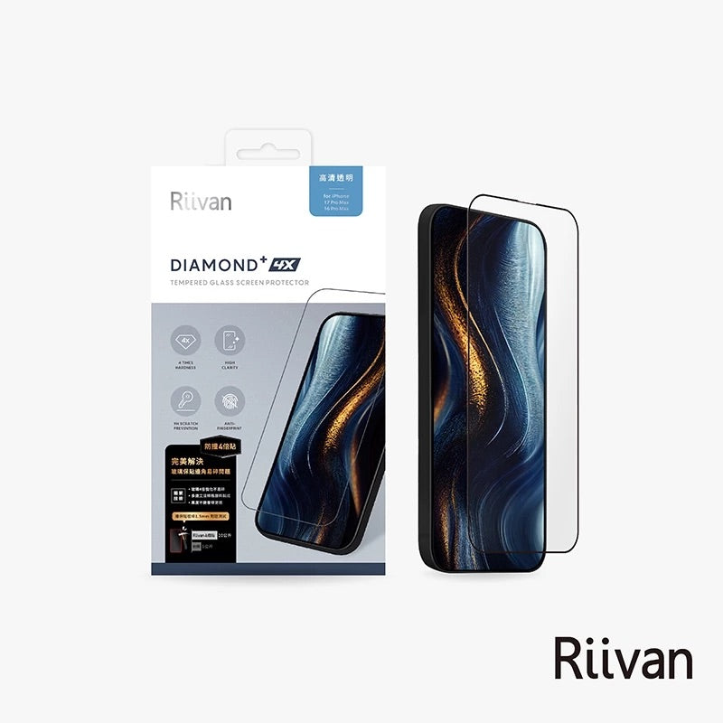 Riivan iPhone 17/Air/Pro/Pro Max 2.5D滿版4倍玻璃保護貼(螢幕保護貼)