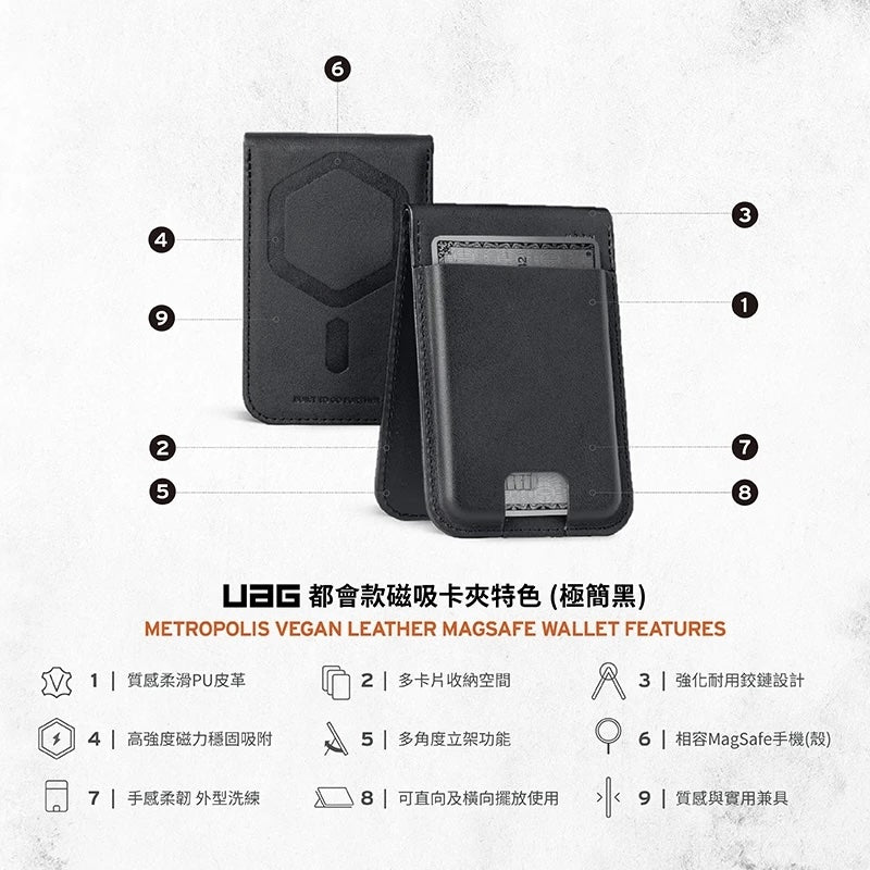 UAG 磁吸卡夾｜都會款MagSafe磁吸卡夾-極簡黑