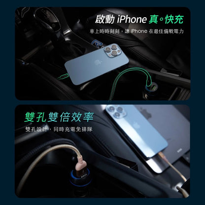 ADAM 亞果元素｜USB-C/A 45W｜OMNIA C1+ 「車用」雙孔快速電源供應器