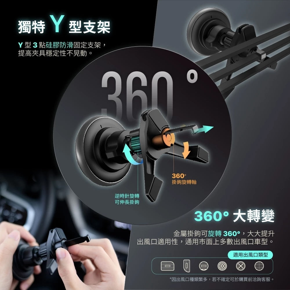 ADAM 亞果元素｜Qi2 15W｜CQ2 旗艦版車用磁吸充電器