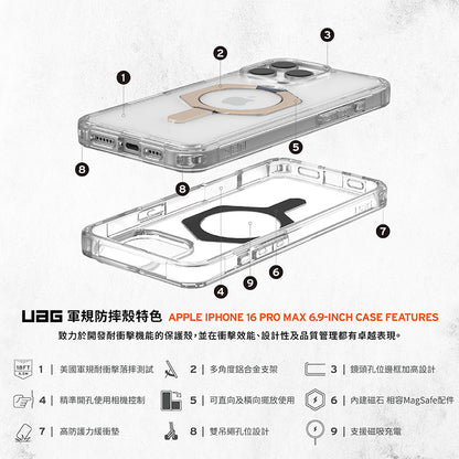 UAG iPhone 16 Pro/Pro Max手機殼｜MagSafe磁吸耐衝擊支架全透款