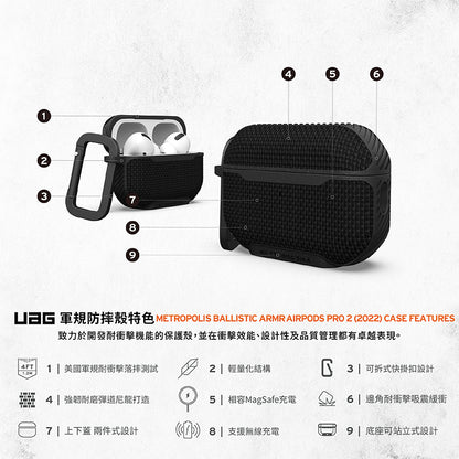 UAG AirPods Pro 2保護殼｜MagSafe磁吸耐衝擊尼龍款