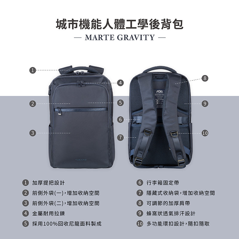 TUCANO 後背包｜Marte Gravity城市機能人體工學