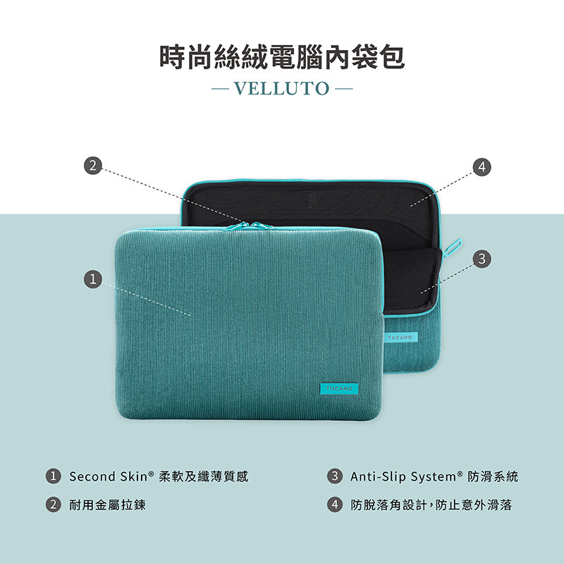 TUCANO 電腦內袋包｜Velluto時尚絲絨13/14吋