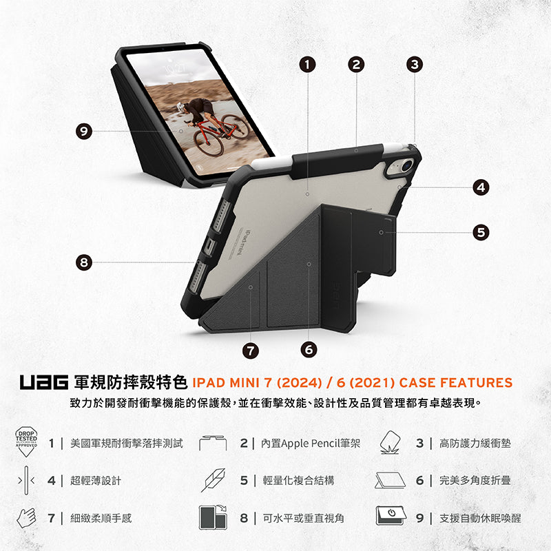 UAG iPad mini保護殼｜耐衝擊多角度款｜適用mini6/7