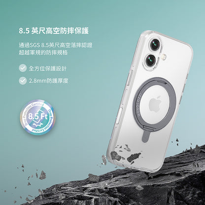 MONOCOZZI iPhone 17/Air/Pro/Max手機殼｜MagSafe磁吸360旋轉支架不發黃透明防摔款